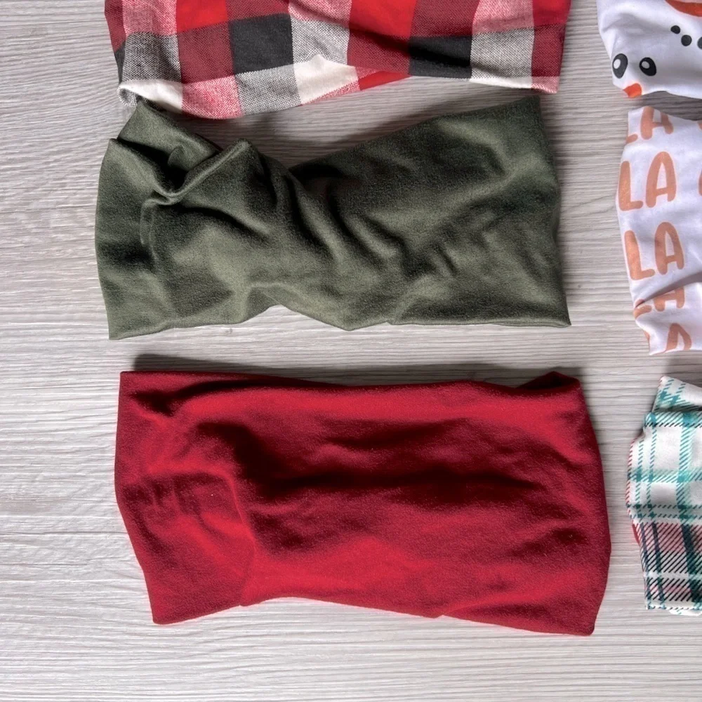HOLIDAY headbands 8 prints and solids EUC